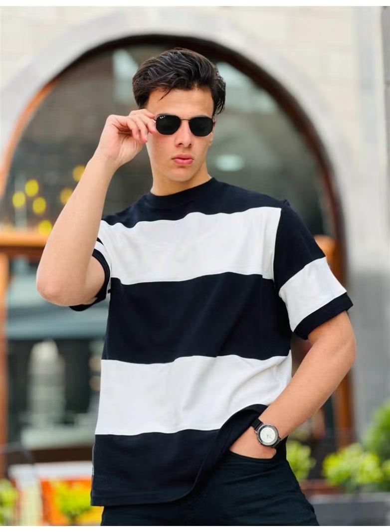 Miron Two Color Short Sleeve T-Shirt Oversize-Black-White - Image 1